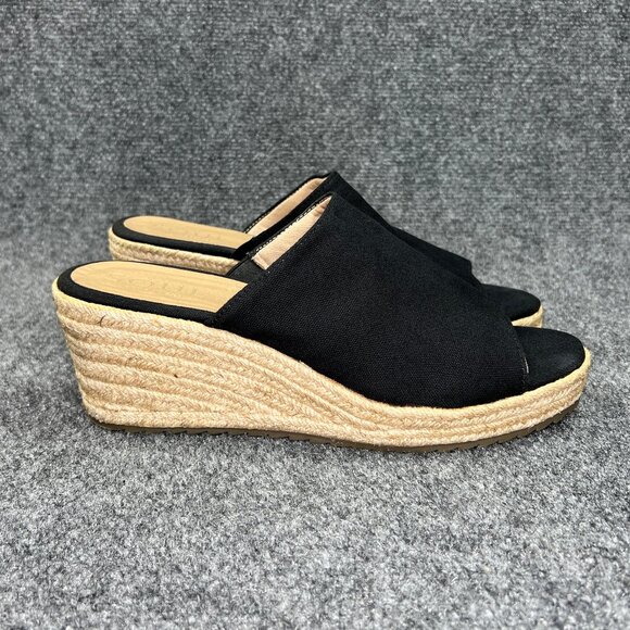 SOUL Naturalizer Oodles Wedge Sandals Women's Size 11 Black Canvase Espadrille - Picture 1 of 14